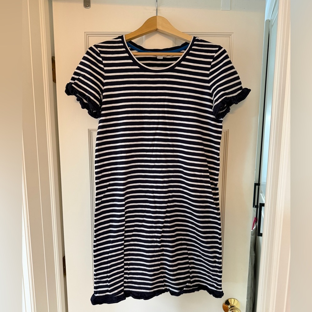 Boden Navy and White Striped Dress